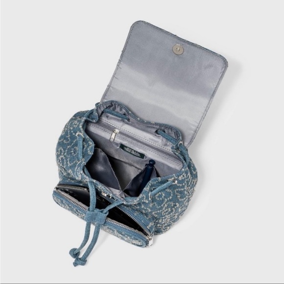 👜NEW🔥Floral Print Denim Mini Flap Backpack - Wild Fable - Blue - Picture 3 of 3
